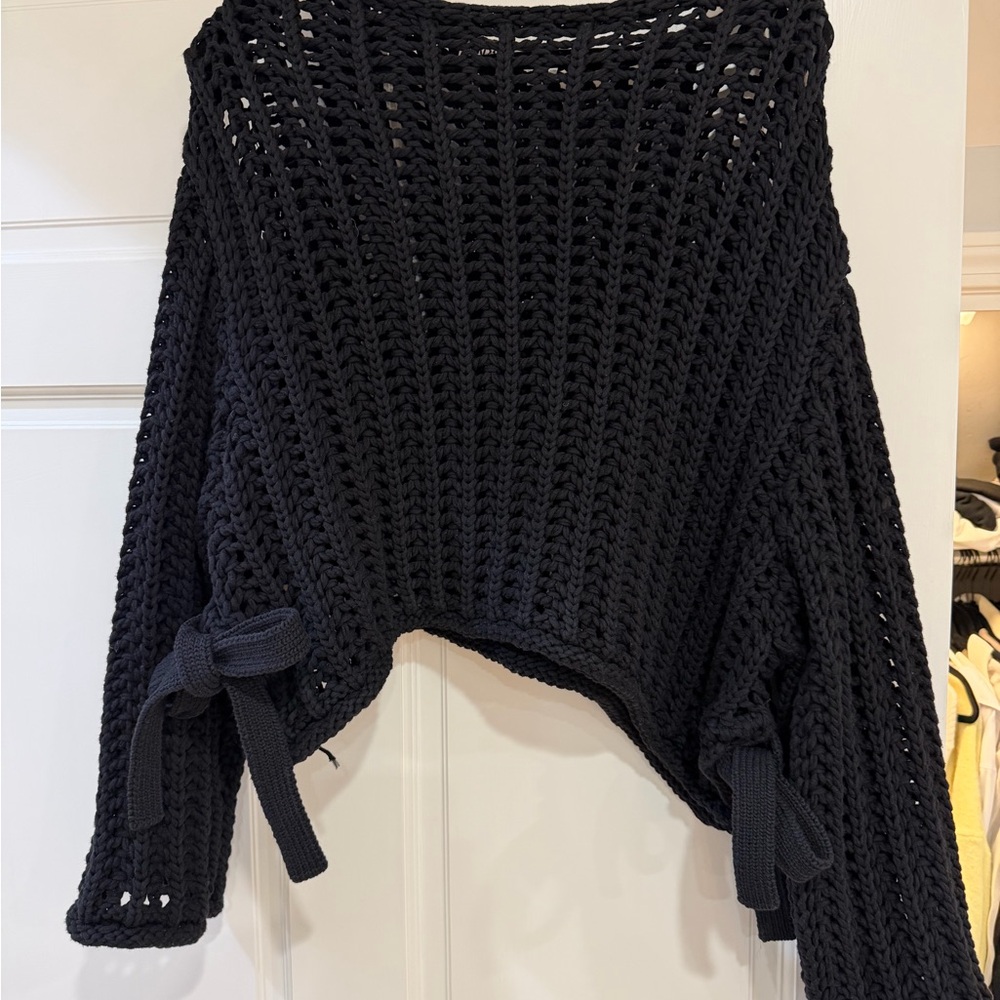 Zara Black Knit Sweater with Bow Details